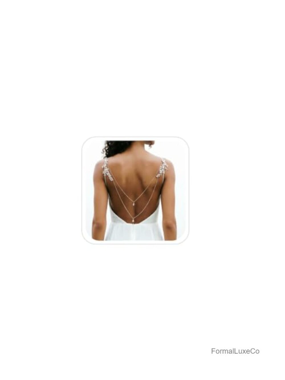 Rhinestone Waterdrop Double Layered Back Chain Body Jewelry Wedding Bridal